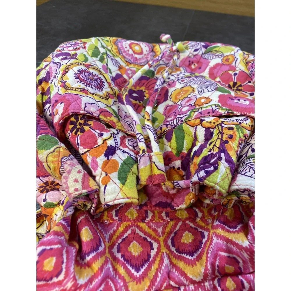 Vera Bradley Pink Floral Clementine Quilted Backpack Tote-CLEAN